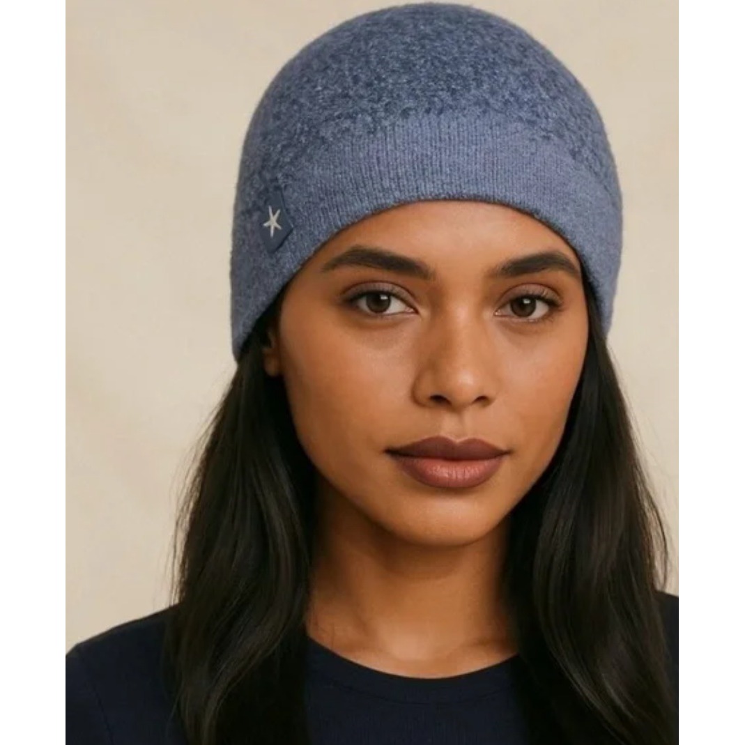 Barefoot Dreams Cozychic Lite Confetti Beanie In Sea Blue - Indigo Nwt!